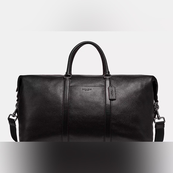 Coach Black Duffel Bag with Textured Leather and Silver Hardware - Picture 1 of 5
